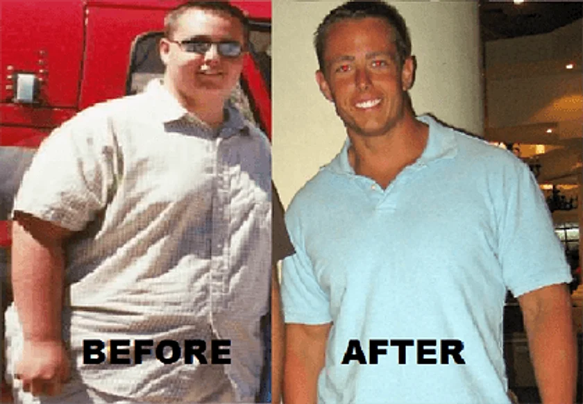 Dave Bostik, Transform's owner, before and after losing 150 pounds